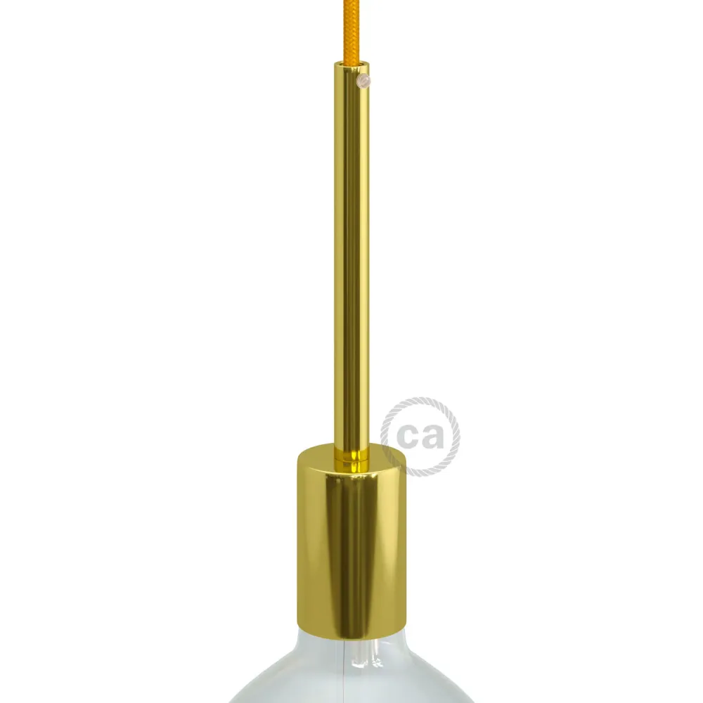Kit douille E27 cylindrique en métal avec serre-câble de 15 cm - Laiton