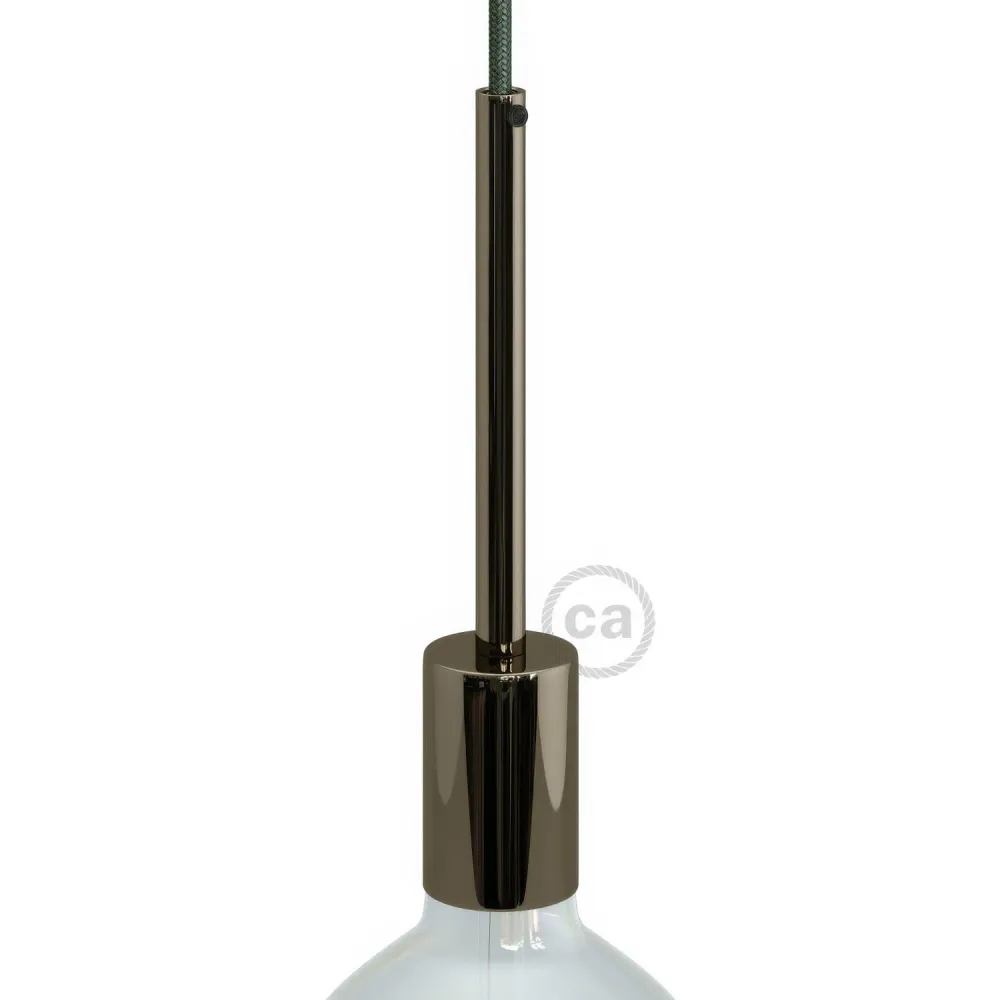 Kit douille E27 cylindrique en métal avec serre-câble de 15 cm - Noir perle