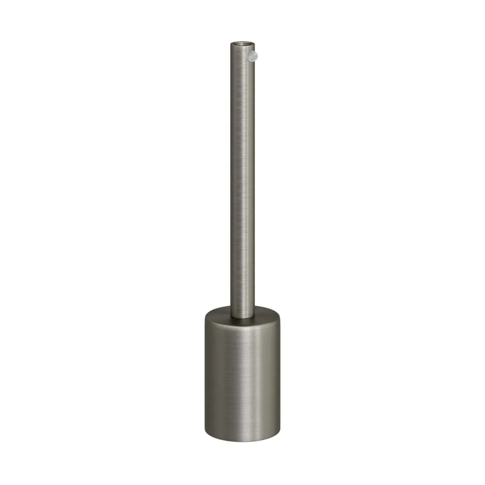 Kit douille E27 cylindrique en métal avec serre-câble de 15 cm - Titane satiné