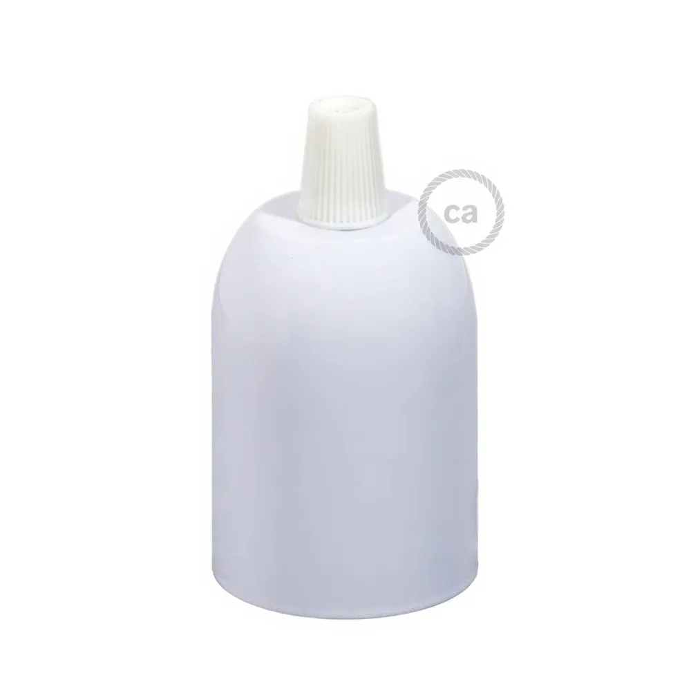 Kit douille E27 demi-sphérique en métal - Blanc brillant