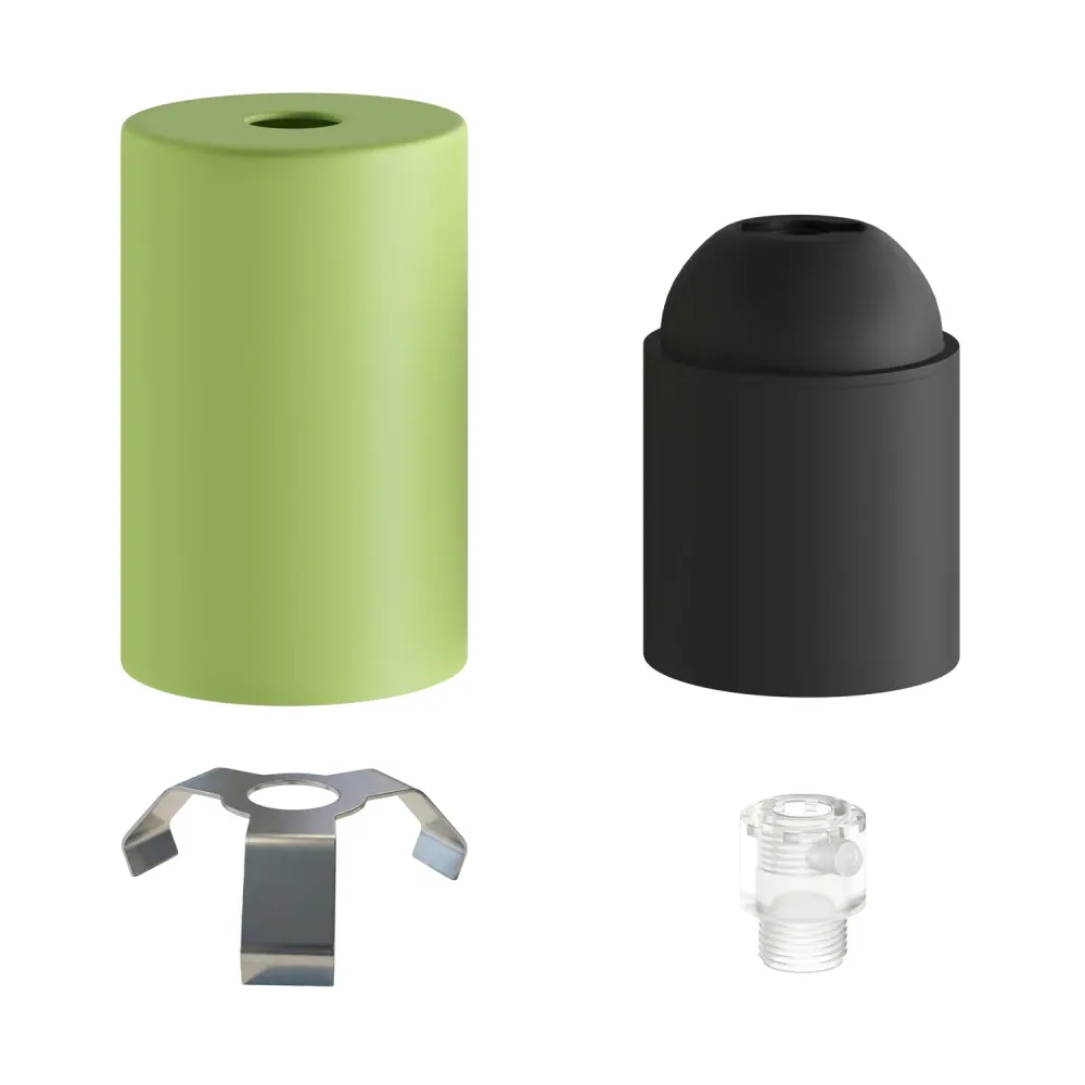 Kit douille E27 Pastel en métal avec serre-câble caché - Vert prairie