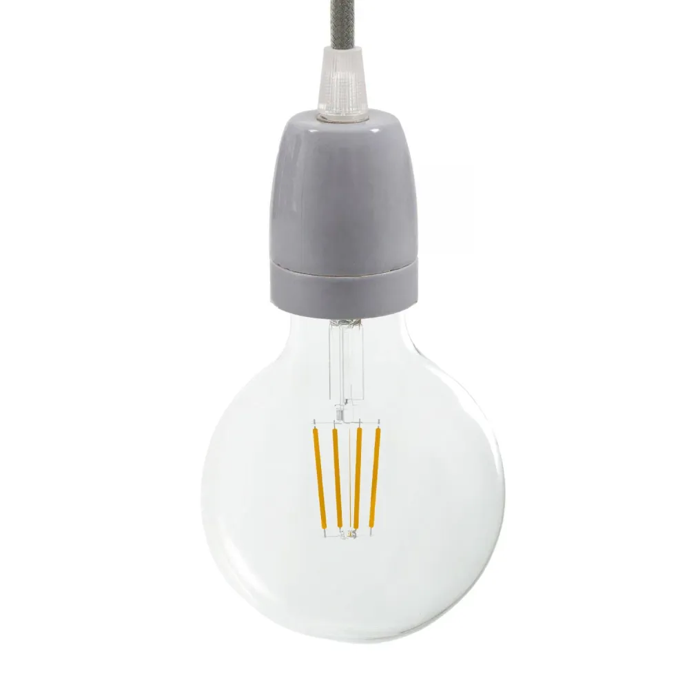 Kit douille E27 en porcelaine - Gris