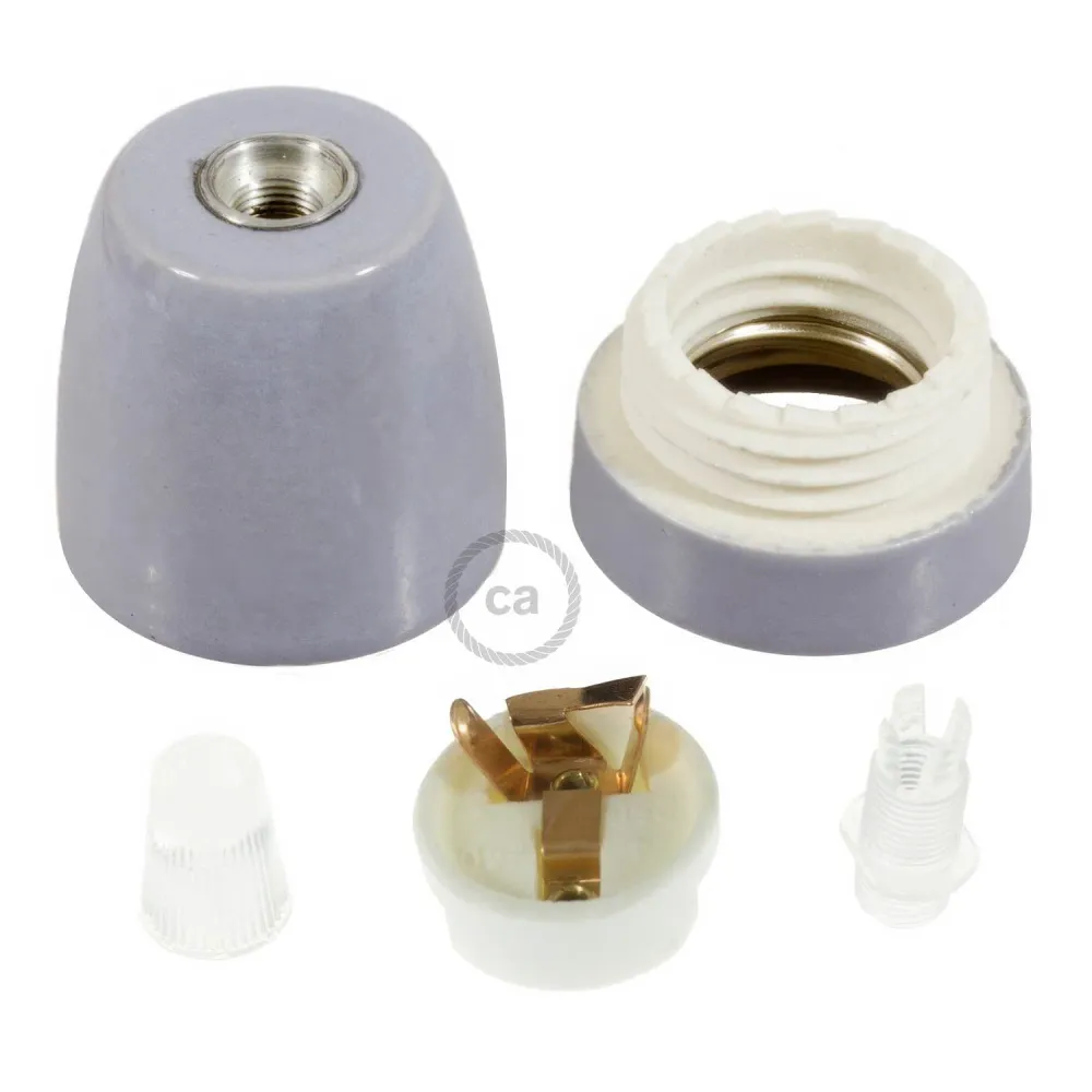 Kit douille E27 en porcelaine - Gris