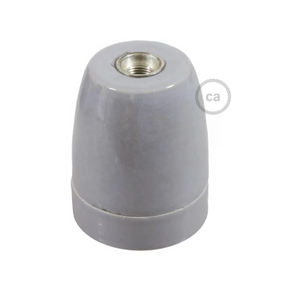 Kit douille E27 en porcelaine - Gris