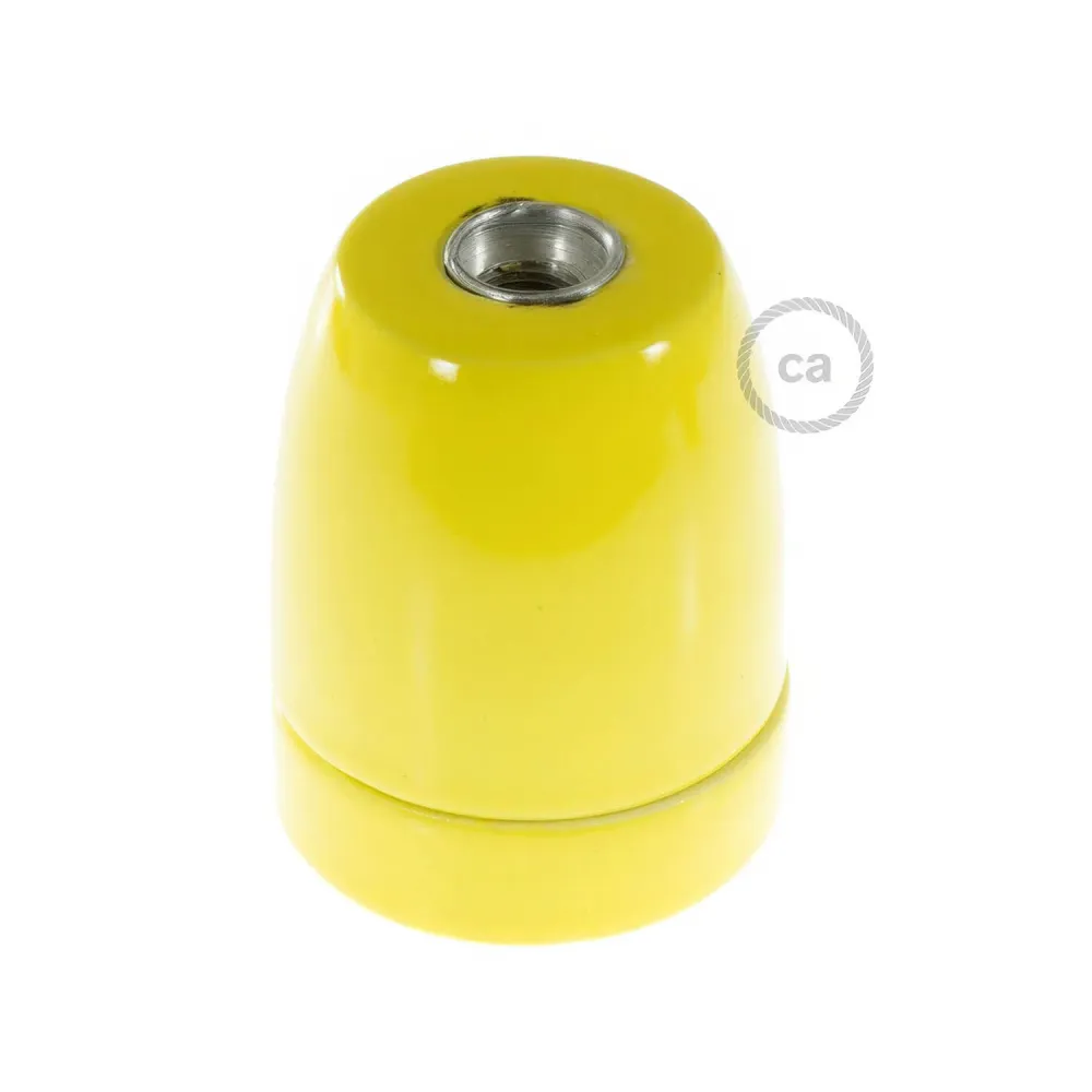 Kit douille E27 en porcelaine - Jaune