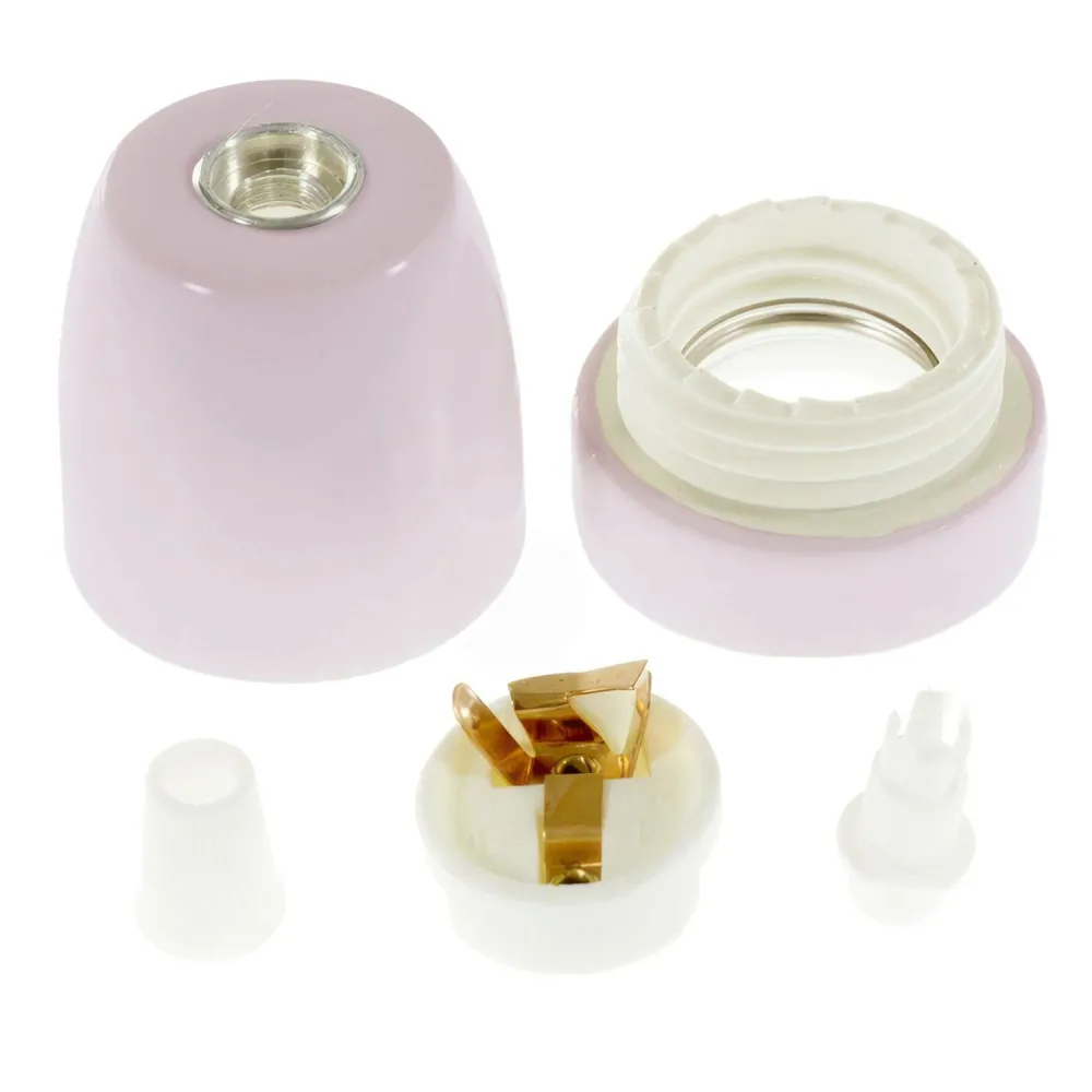 Kit douille E27 en porcelaine - Rose ancien