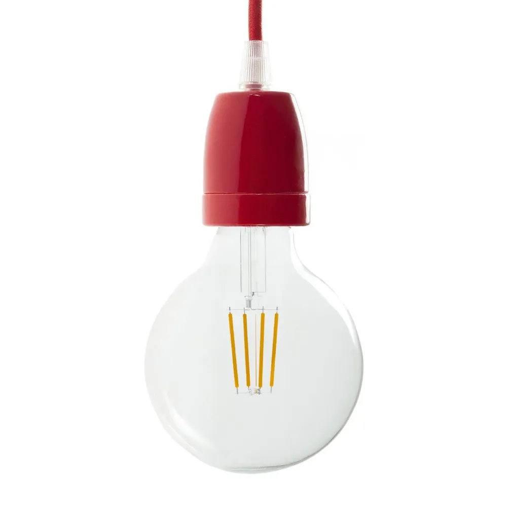 Kit douille E27 en porcelaine - Rouge
