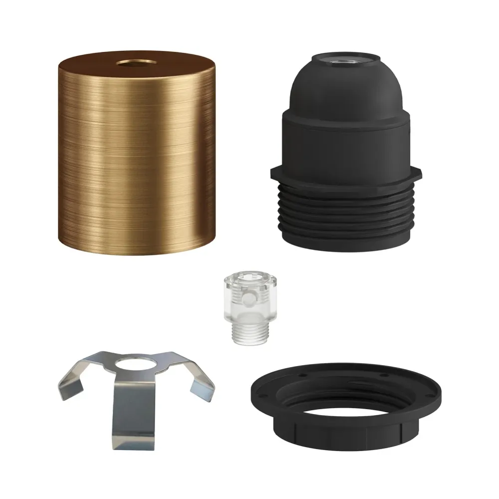 Kit douille E27 semi-filetée en métal avec serre-câble caché - Bronze satiné