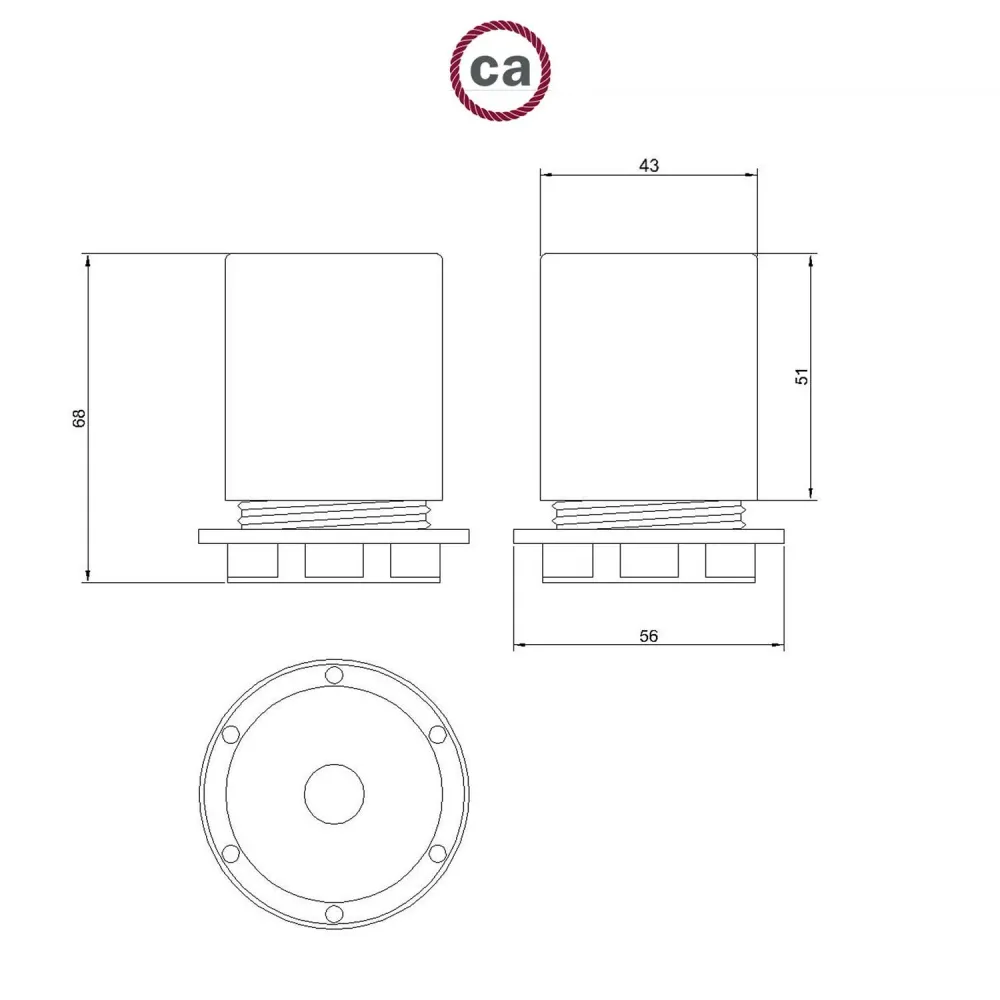 Kit douille E27 semi-filetée en métal avec serre-câble dissimulé - Moutarde