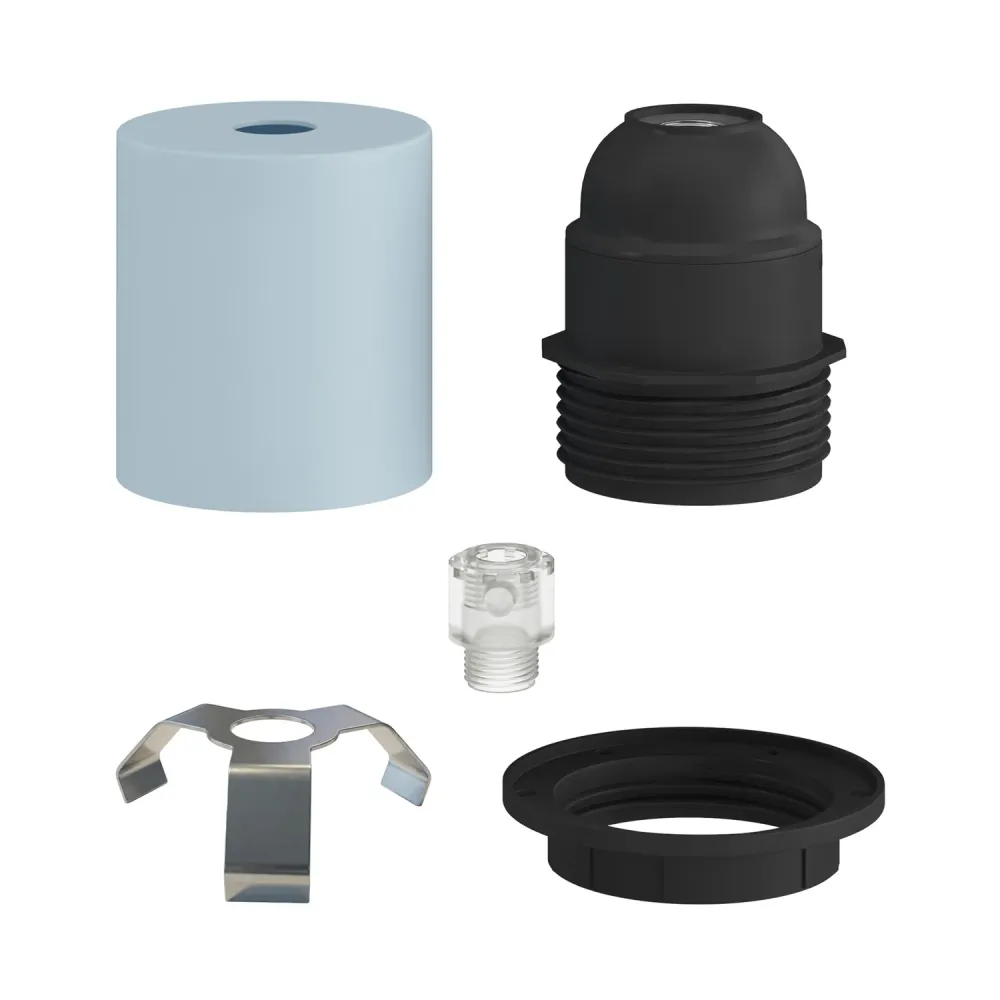 Kit douille E27 semi-filetée en métal avec serre-câble caché - Bleu bleuet