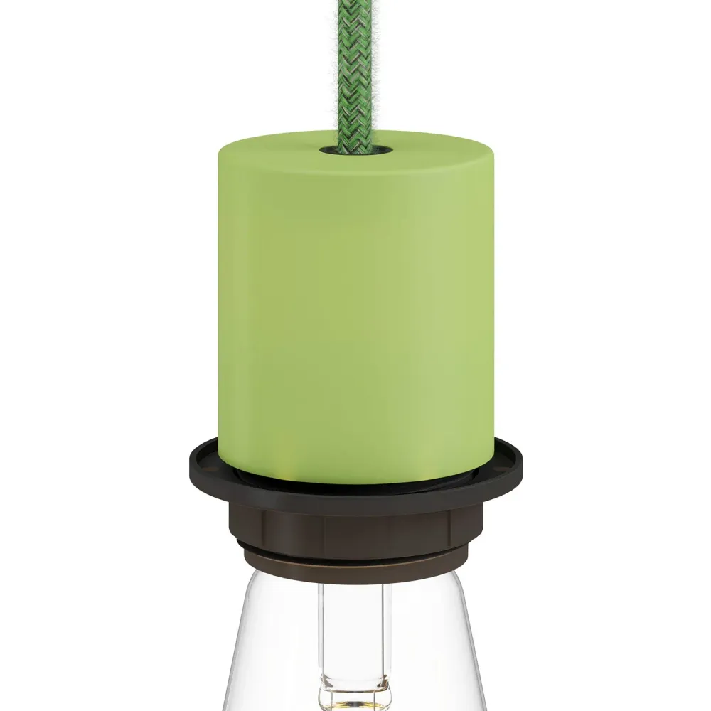 Kit douille E27 semi-filetée en métal avec serre-câble caché - Vert prairie