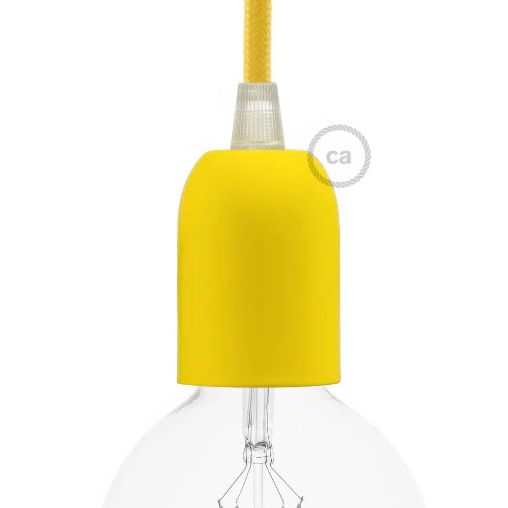 Kit douille E27 semi-sphérique en métal - Jaune