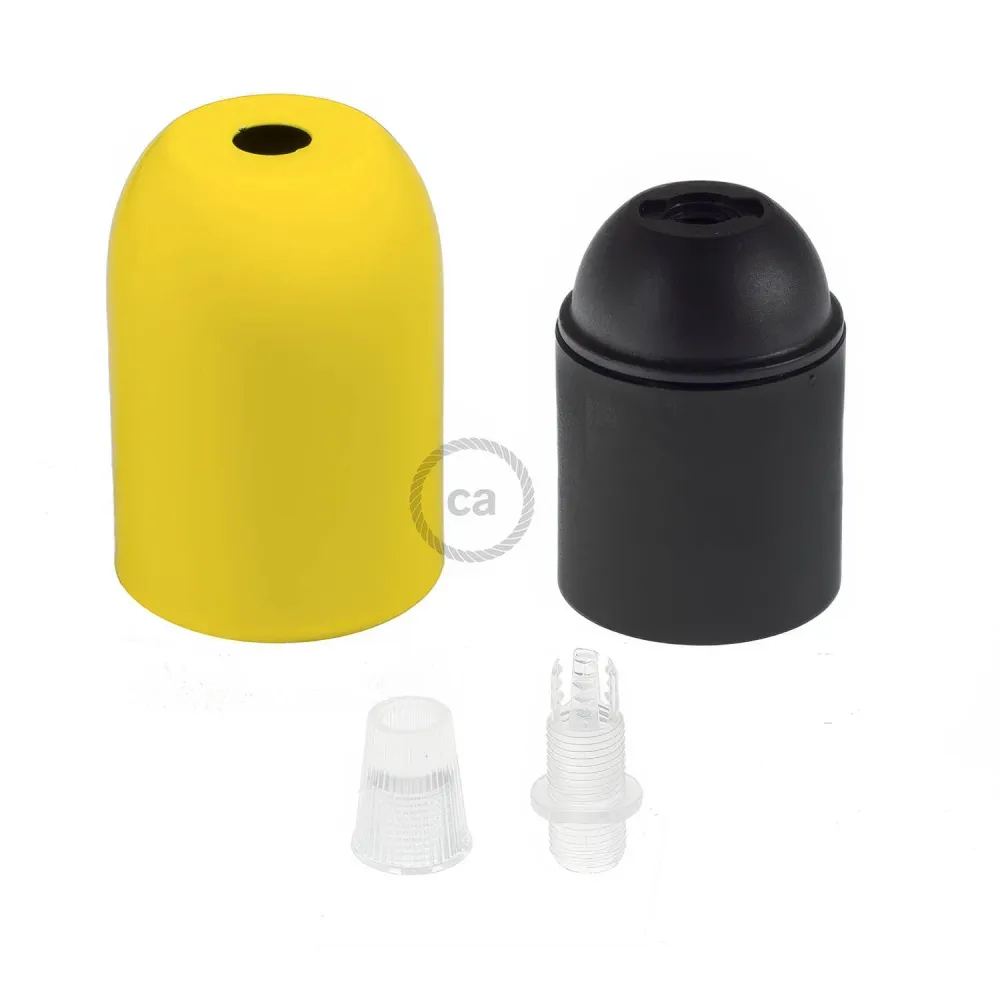 Kit douille E27 semi-sphérique en métal - Jaune