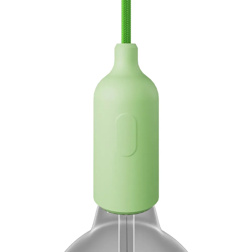 Kit douille E27 en silicone avec interrupteur et serre-câble dissimulés - Vert prairie