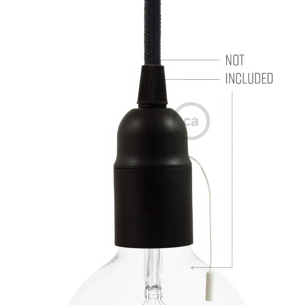 Kit douille E27 en thermoplastique avec interrupteur à tirette - Noir