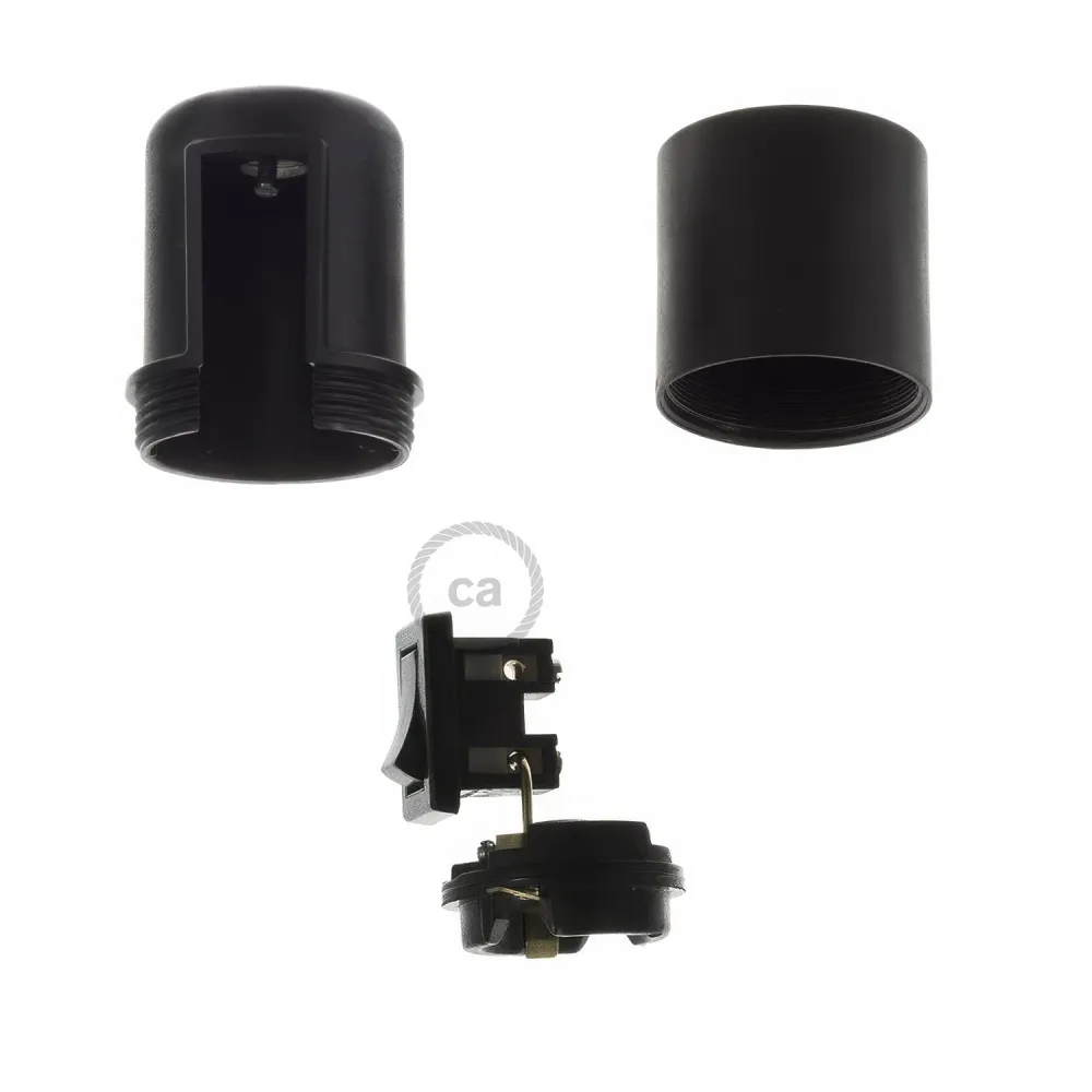 Kit douille E27 en thermoplastique avec interrupteur - Noir