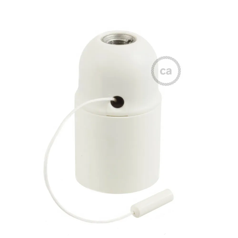 Kit douille E27 en thermoplastique avec interrupteur à tirette - Blanc