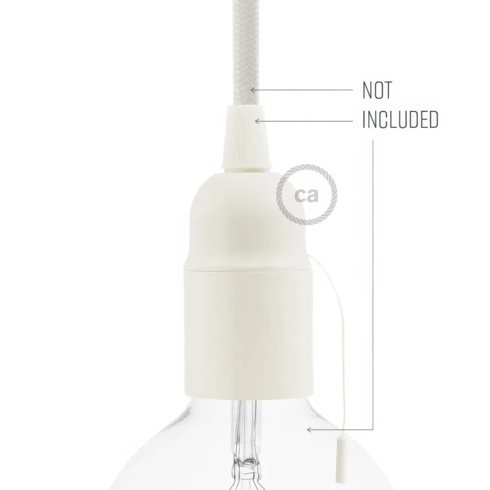 Kit douille E27 en thermoplastique avec interrupteur à tirette - Blanc