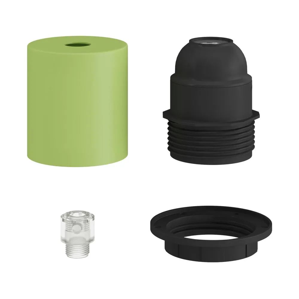 Kit douille métal demi-filetée E26 avec serre-câble dissimulé - Vert doux