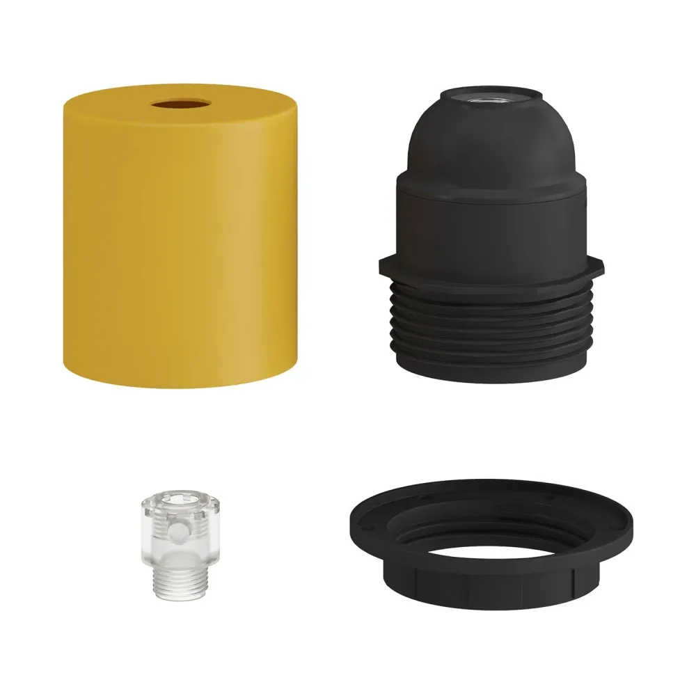 Kit douille métal semi-filetée E26 avec serre-câble dissimulé - jaune moutarde