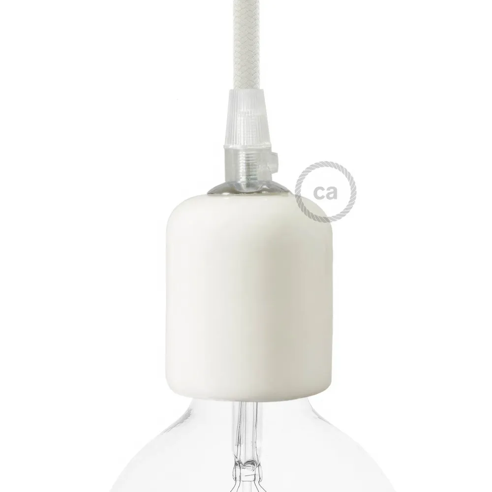 Kit douille pour ampoule E26 en céramique fait main - Blanc