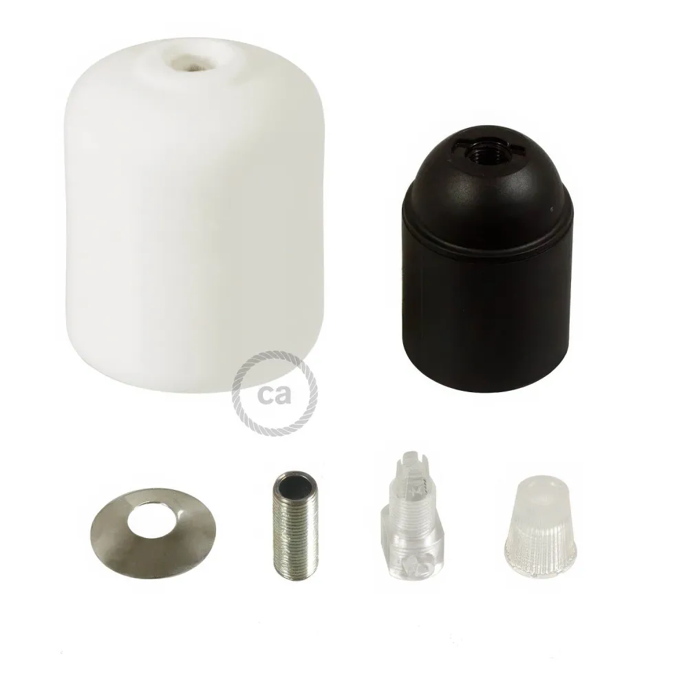 Kit douille pour ampoule E26 en céramique fait main - Blanc