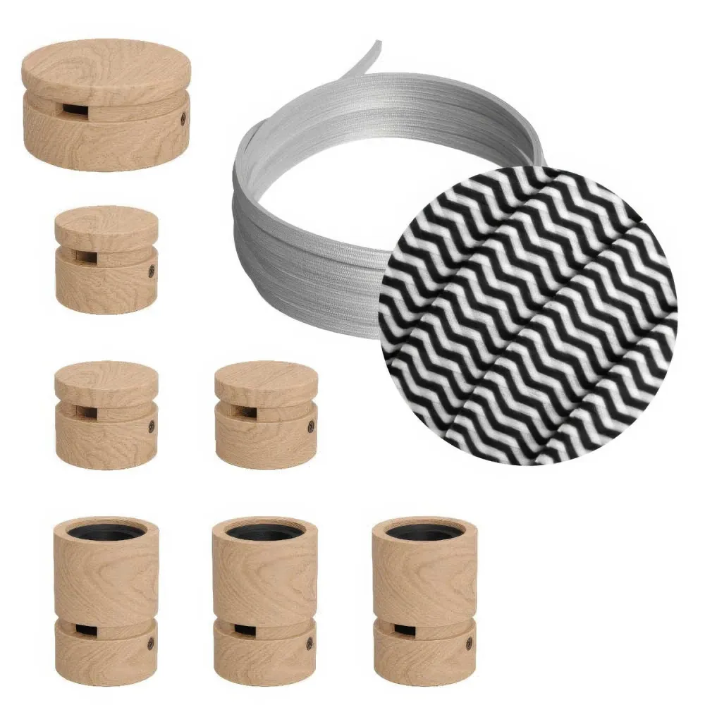 Kit Filé Linear - avec câble CZ04 de 5 m pour guirlande lumineuse et 7 éléments en bois pour intérieur