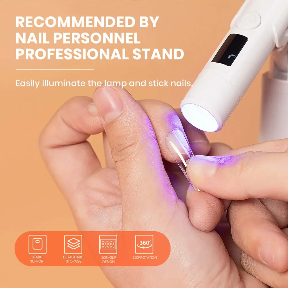Kit lampe UV pour ongles portable 3-en-1 - Lampe LED rotative à 360°