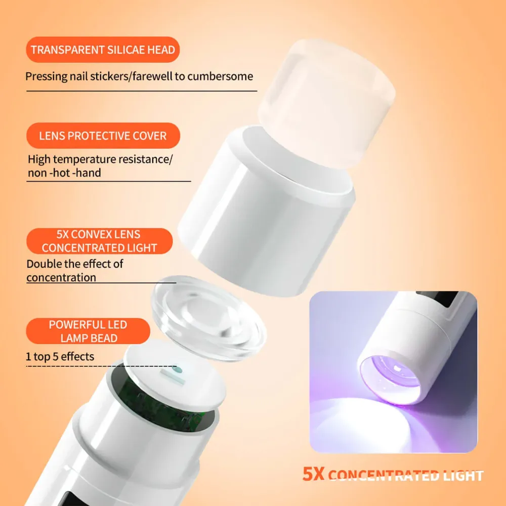 Kit lampe UV pour ongles portable 3-en-1 - Lampe LED rotative à 360°