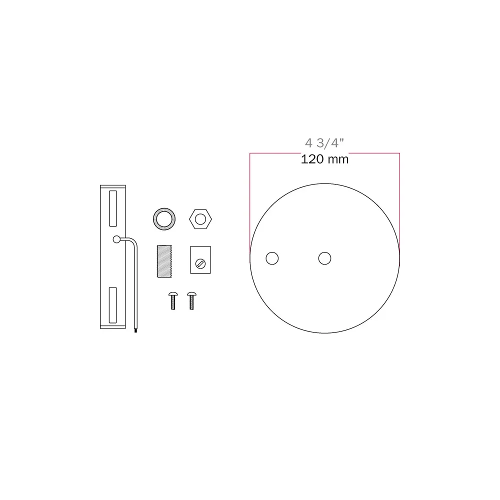Kit Pavillon cylindrique en métal Ø 120 mm avec 2 trous, central et décentré - Noir mat