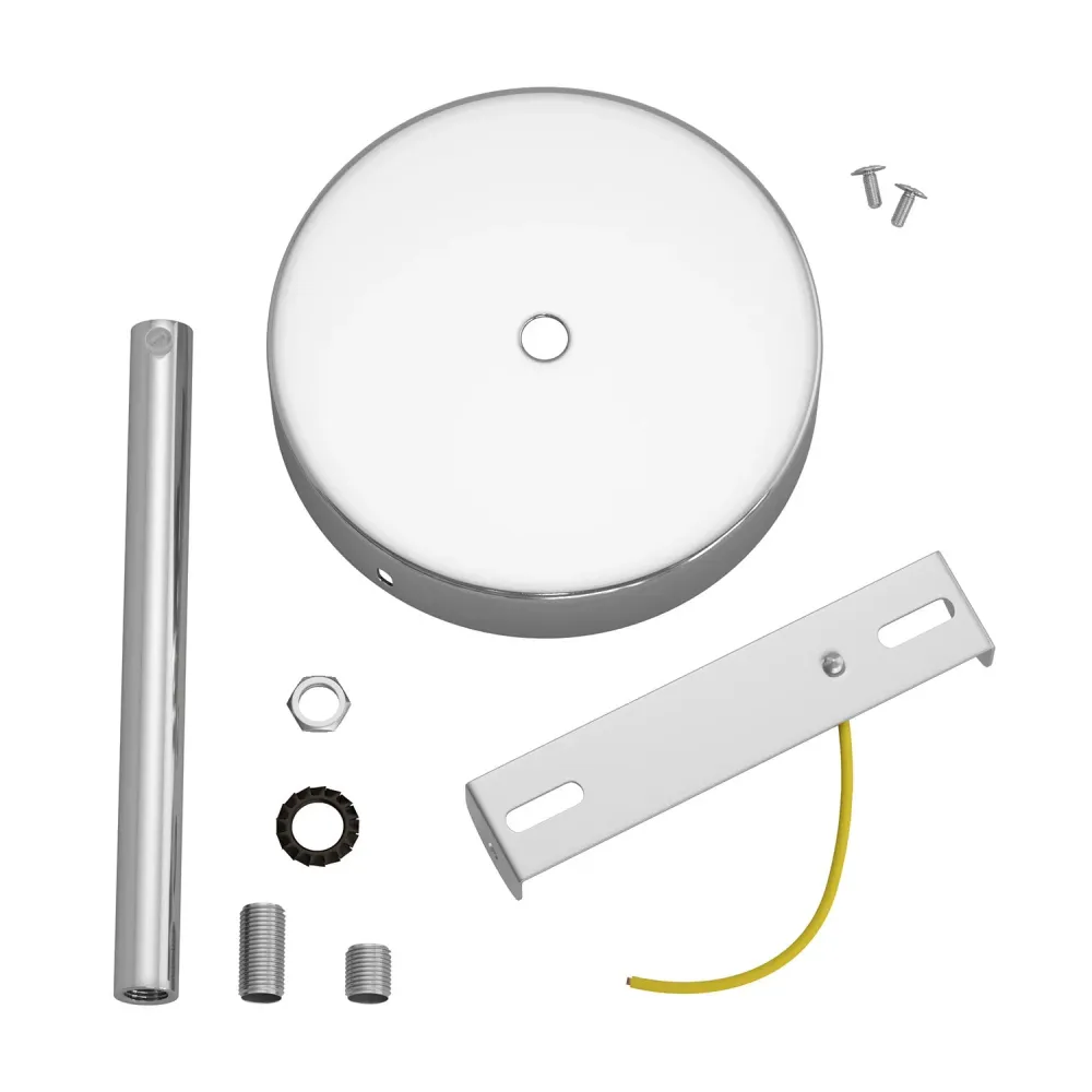 Kit pavillon cylindrique en métal avec serre-câble de 15 cm - Chrome