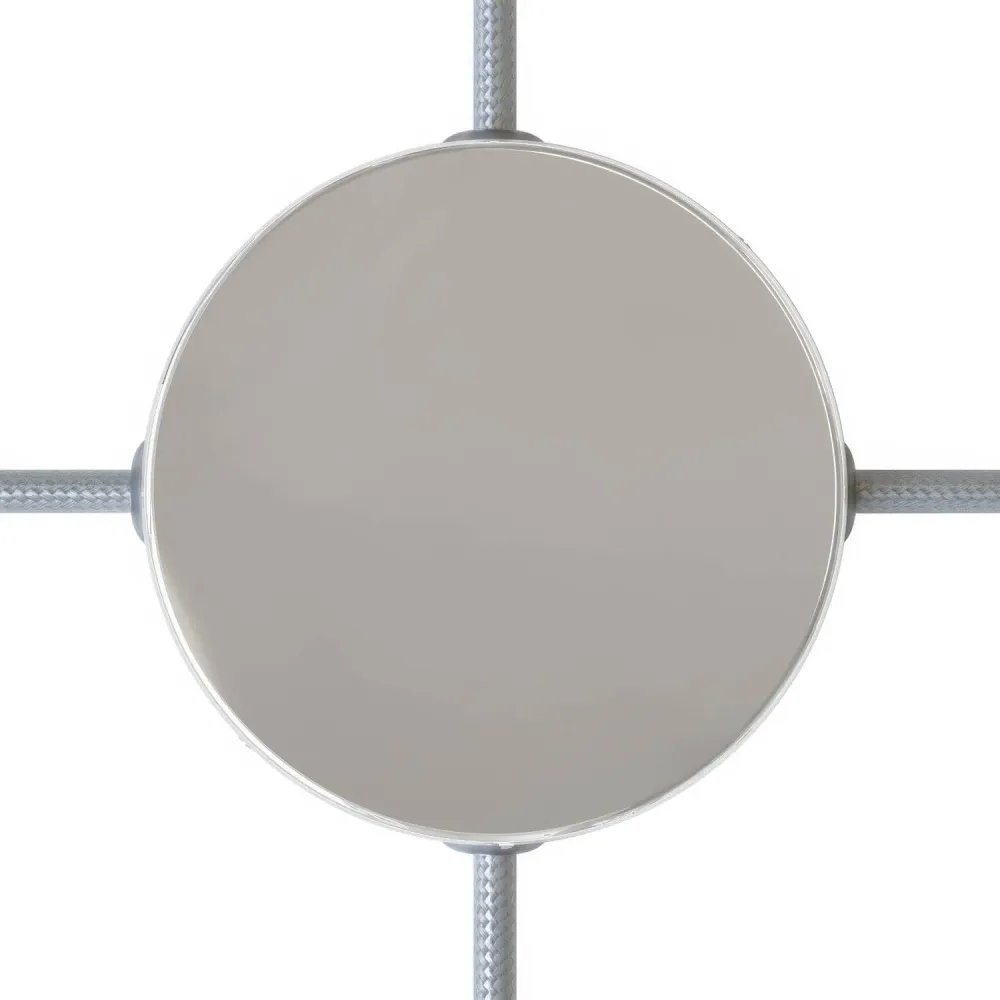Kit pavillon cylindrique en métal à 4 trous latéraux (boîte de dérivation) - Chrome