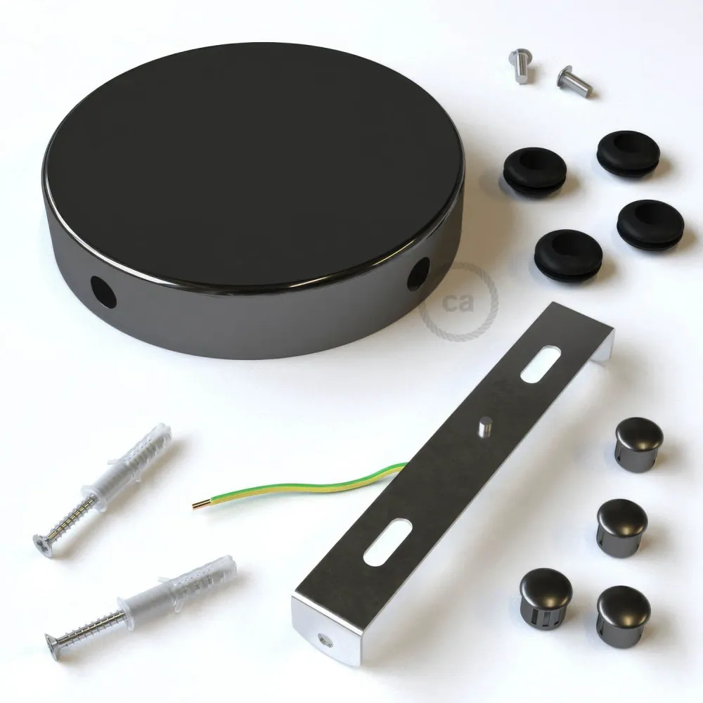 Kit pavillon cylindrique en métal à 4 trous latéraux (boîte de dérivation) - Noir perle