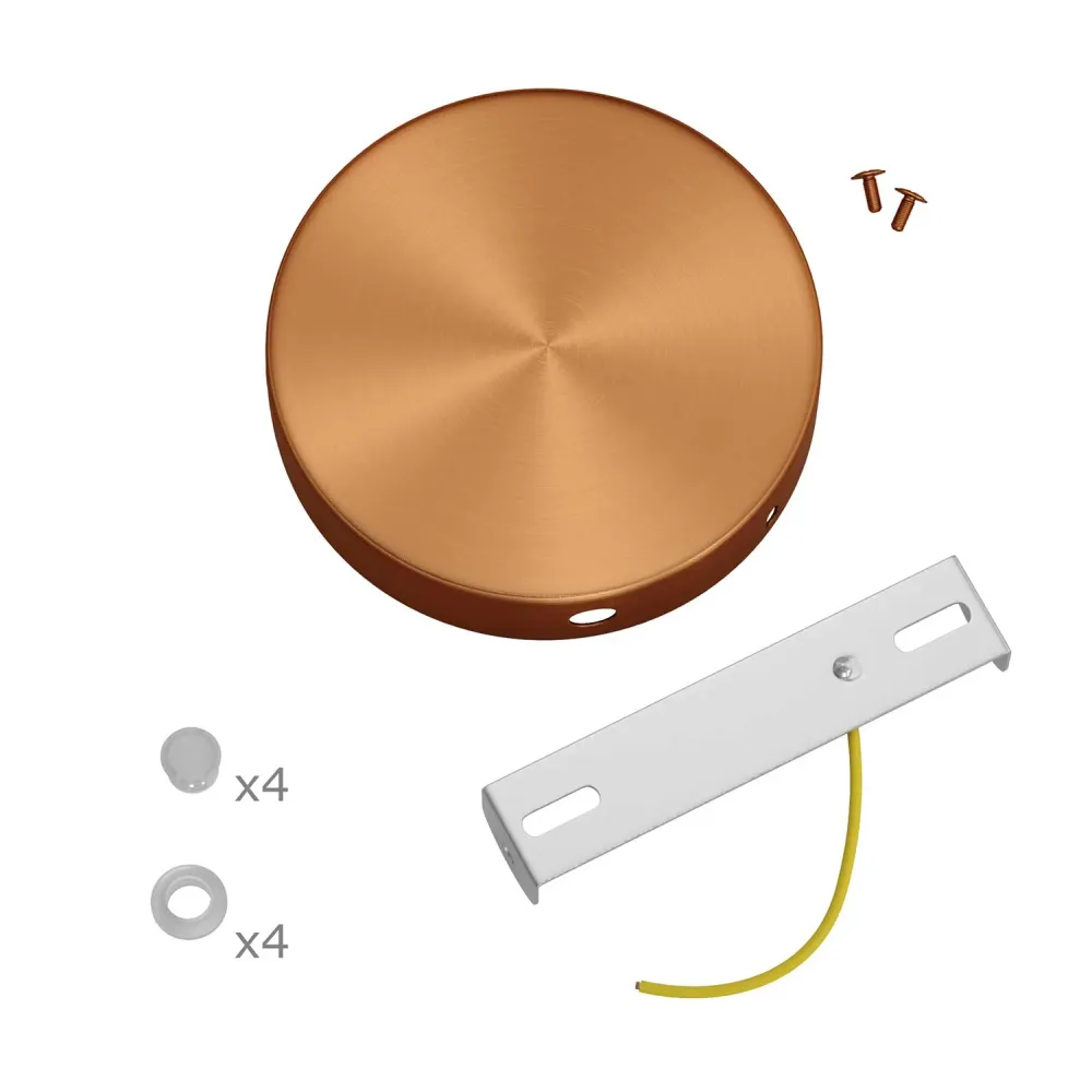 Kit pavillon cylindrique en métal à 4 trous latéraux (boîte de dérivation) - Cuivre satiné