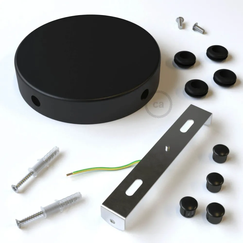 Kit pavillon cylindrique en métal à 4 trous latéraux (boîte de dérivation) - Noir
