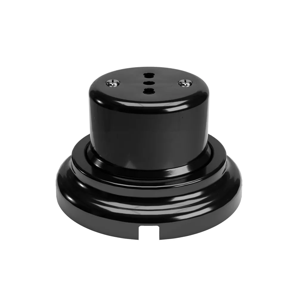 Kit prise bipolaire italienne 10/16A murale et base en porcelaine - Noir