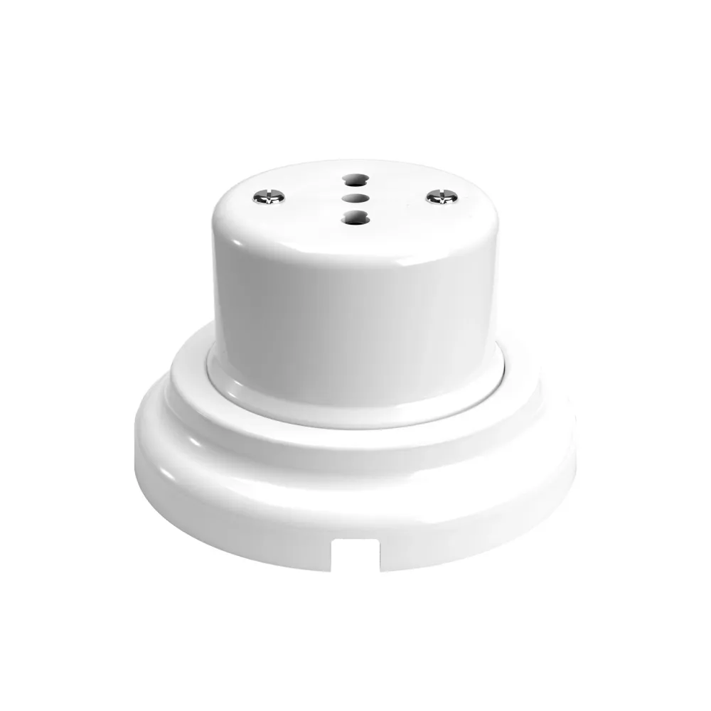 Kit prise bipolaire italienne 10/16A murale et base en porcelaine - Blanc