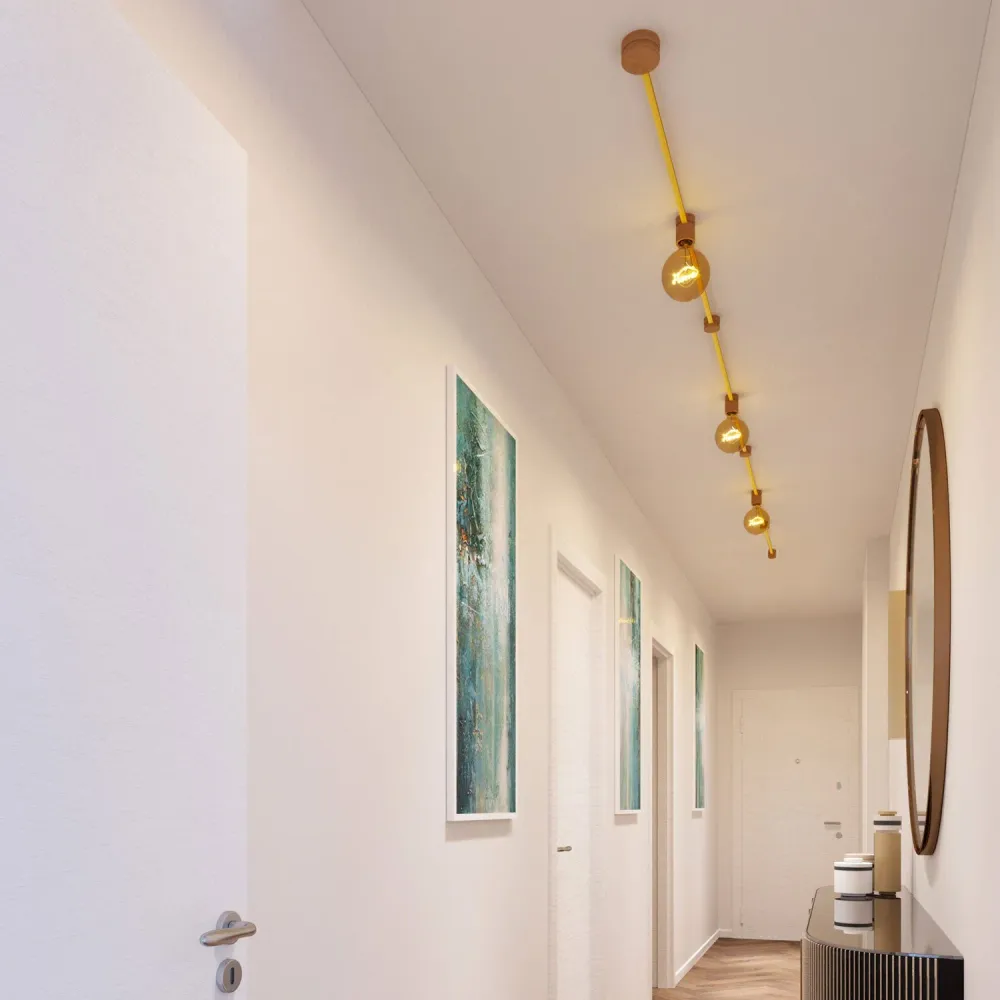 Kit Système Filé Linear - avec câble CM10 de 5 m pour guirlande lumineuse et 7 éléments en bois pour intérieur