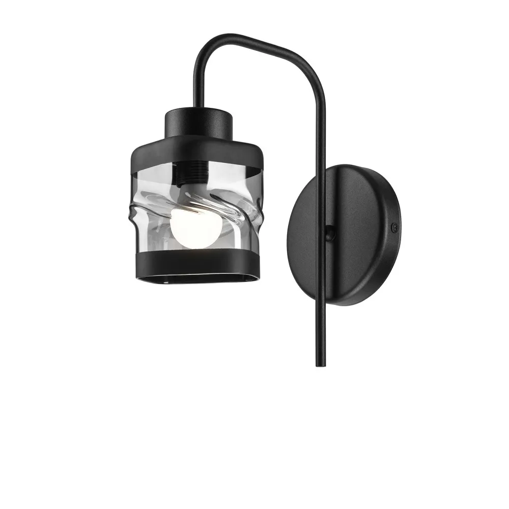 Applique murale Lamkur Hugo en acier noir E27 H 30 cm