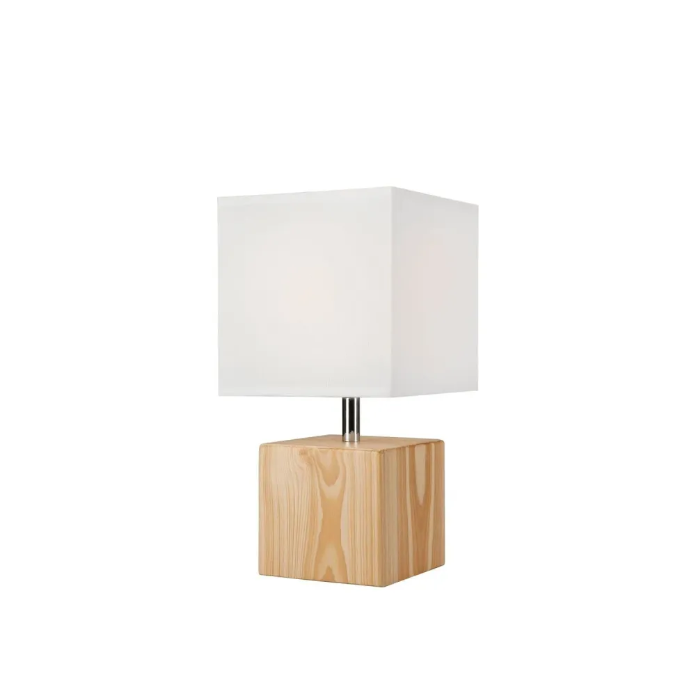 Lampe de table Lamkur en acier et bois clair, douille E14, hauteur 29,5 cm