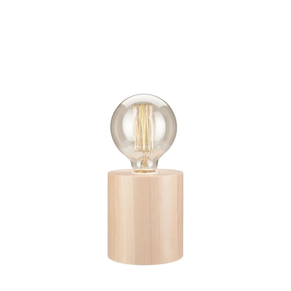 Lampe de table Lamkur en bois clair, douille E27, hauteur 11,5 cm Light