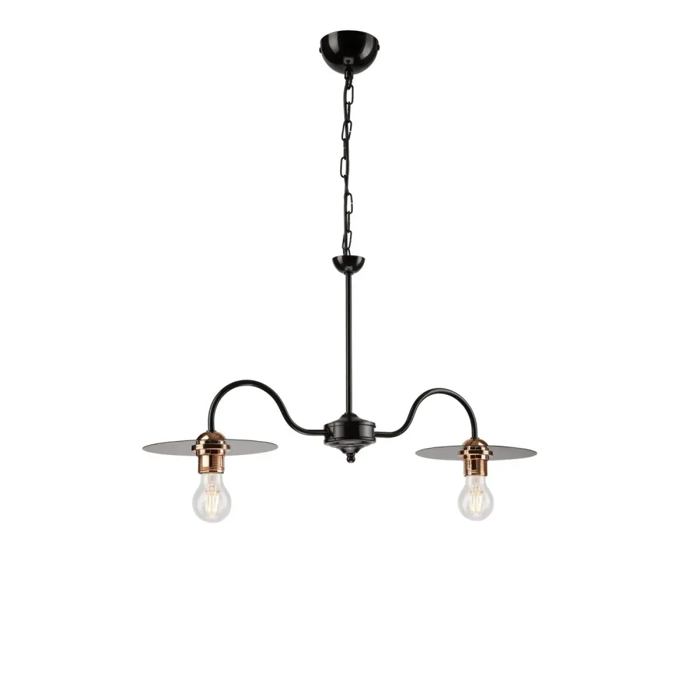 Suspension Lamkur Alice en acier noir E27 H 74 cm