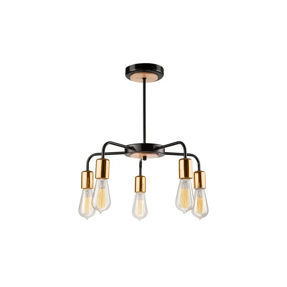 Suspension Lamkur Erica en acier noir E27 H 41 cm