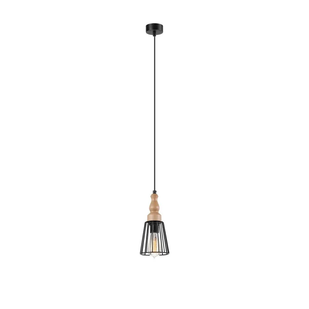 Suspension Lamkur Ingrid en acier noir E27 H 105 cm Black
