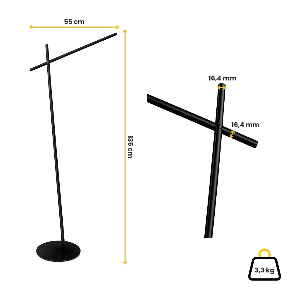 Lampadaire avec câble long ASYM abat-jour cuivre