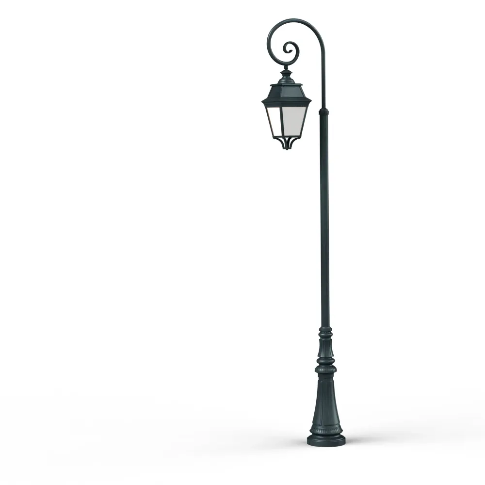 Lampadaire Avenue 3 N°9 LED Warm Patine vert de gris 008 Diffuseur opale 103140008