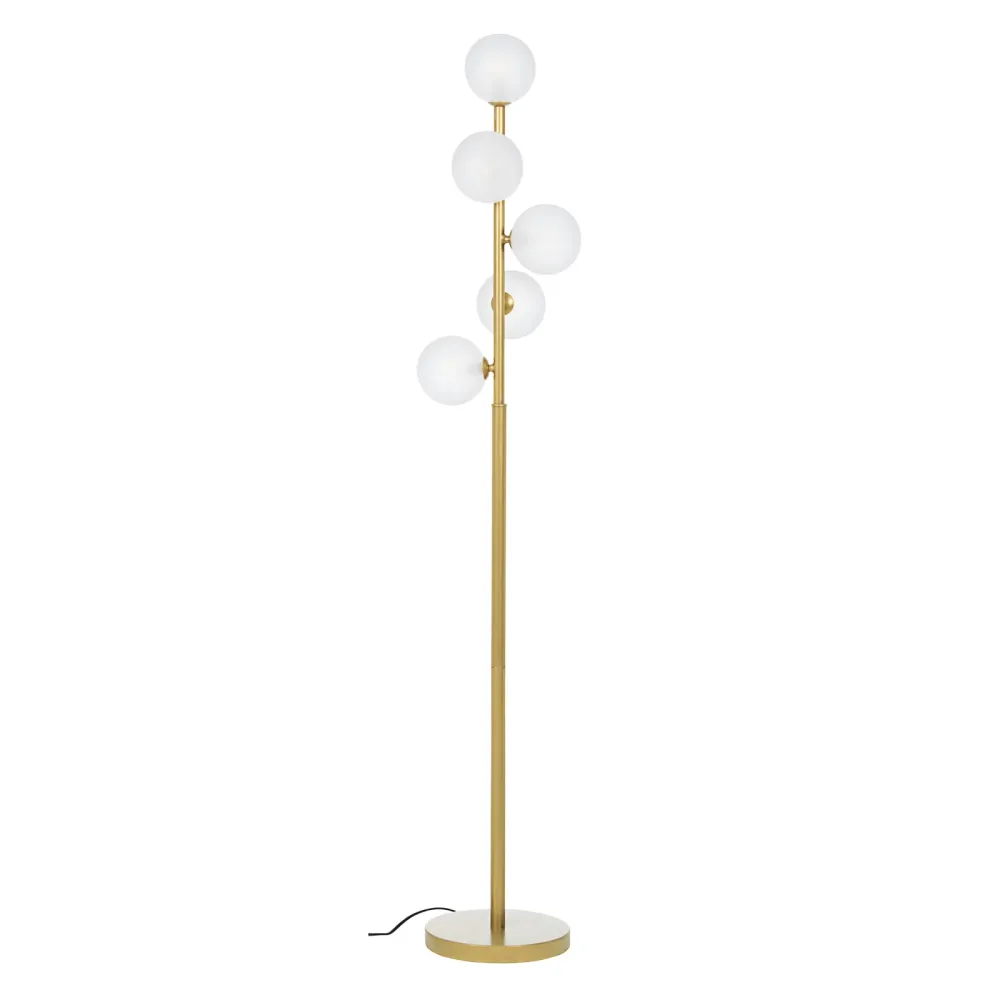 Lampadaire "Balls" 5 lumières dorées en acier et verre h 156 cm