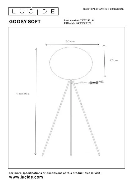 Lampadaire GOOSY SOFT H140 LUCIDE 71767/50/31