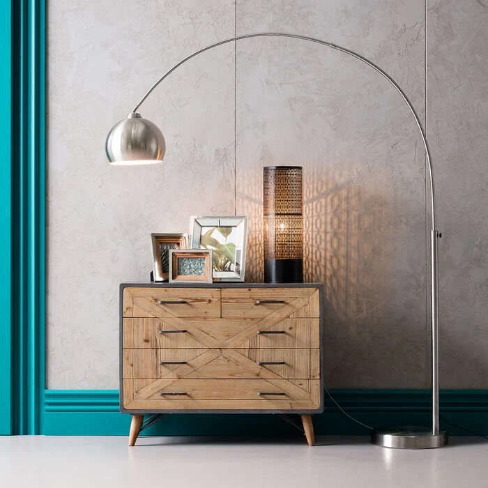 Lampadaire Lounge Satin arche design argent 175 cm