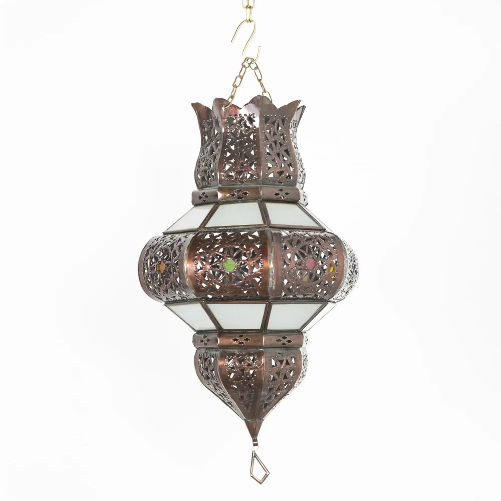 Lampe arabe en cristal opaque et forgé A8 45x25